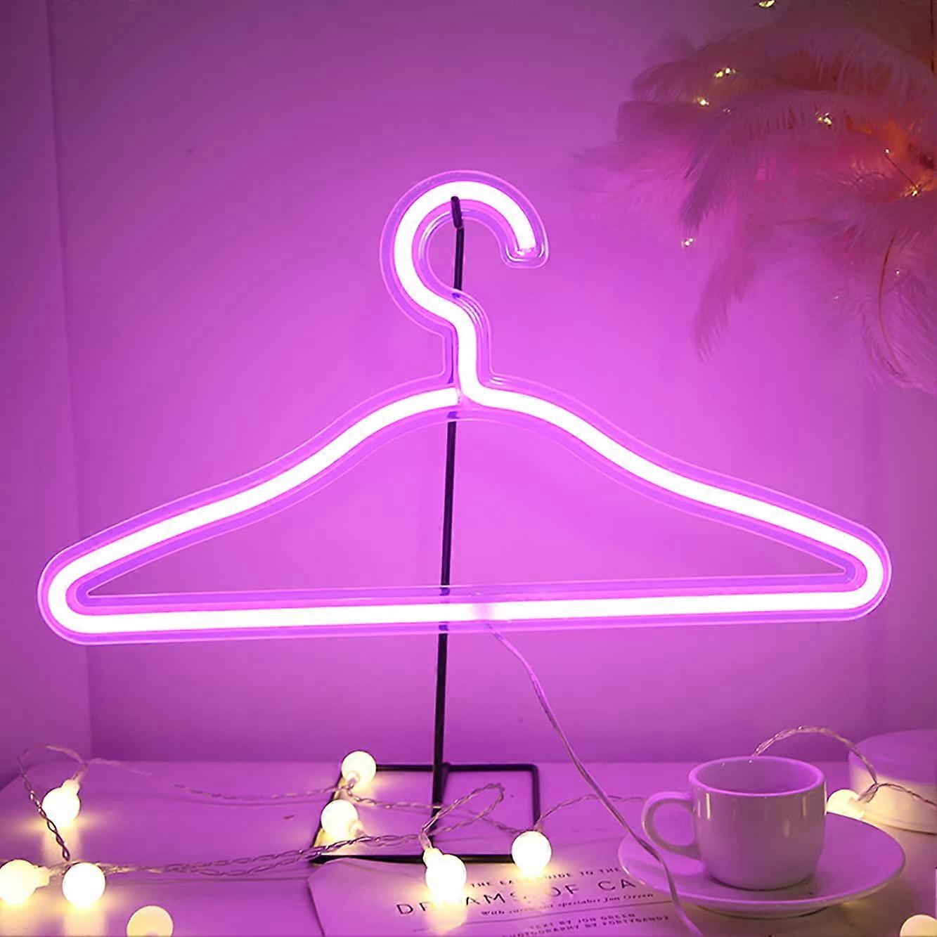 Neon Clothes Hanger LED Neon Light Sign USB Powered Clothes Display Stand Adjustable Size