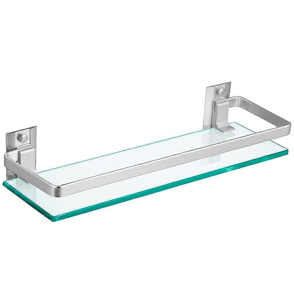 Represented Glass Bath Shelf Rail 15 X 4.5 Inch Rectangular Shower Caddy Wall Mounted Floating Shampoo Holder