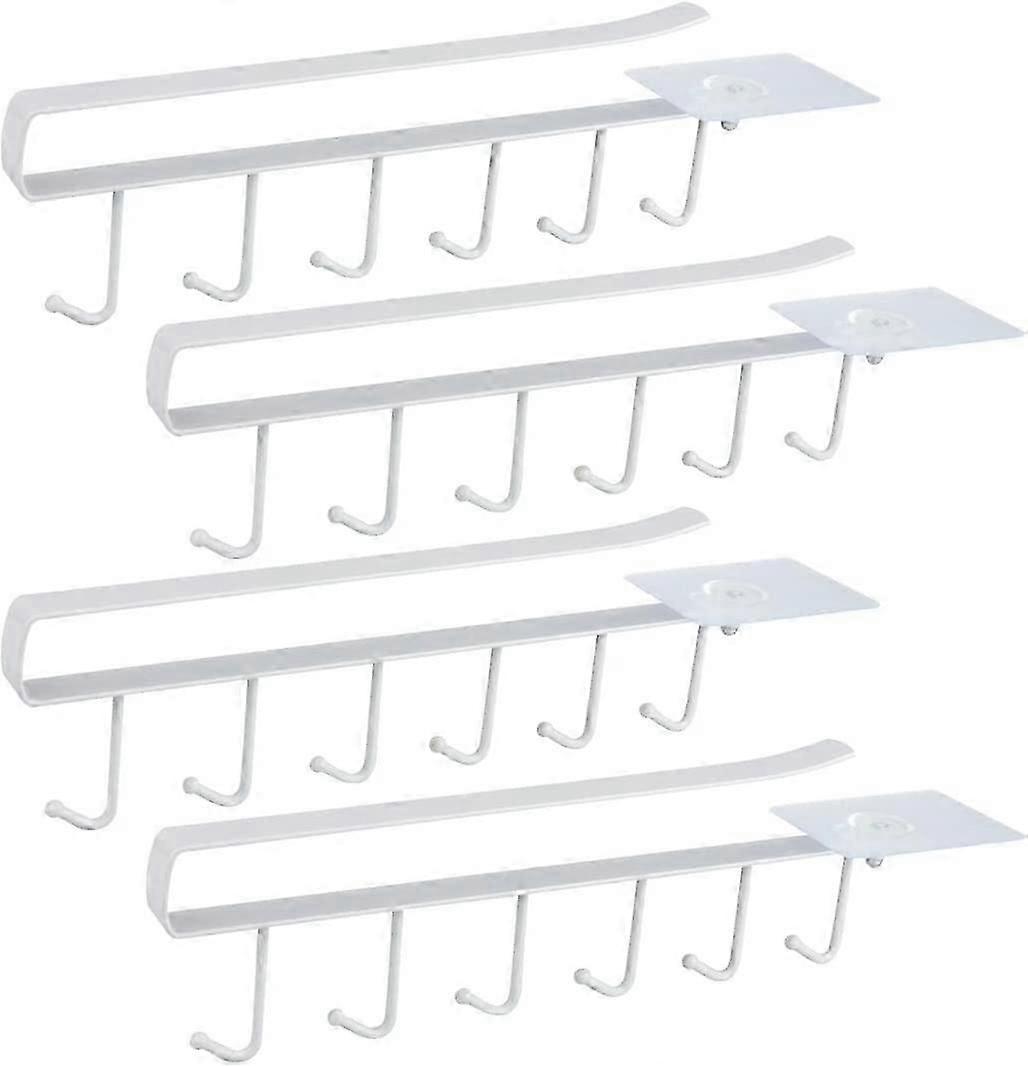 4 Pack Cabinet Insert Cup Holder Cup Holder for 6 Cups Cup Storage Hooks Storage Hooks(White)