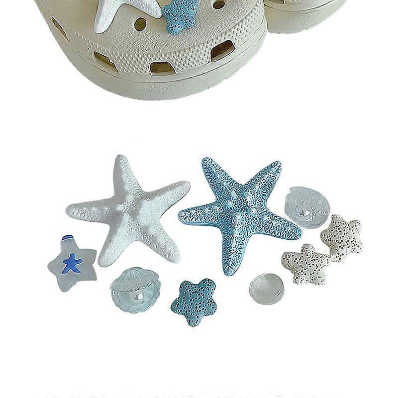 9Pc/Set ωκεανός ηφαιστειακό βράχο Starfish DIY αποσπώμενα εξαρτήματα παπουτσιών για γυναικεία σανδάλια παραλίας παντόφλες διακοσμητικές πόρπες