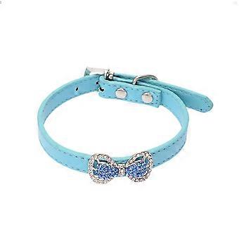 Designer Fancy Cute Leather Bling Rhinestone Bow Tie Pet Cat Dog Collar Necklace Jewelry for Small Dogs Cats Pets Female Puppies Chihuahua Yorkie Girl