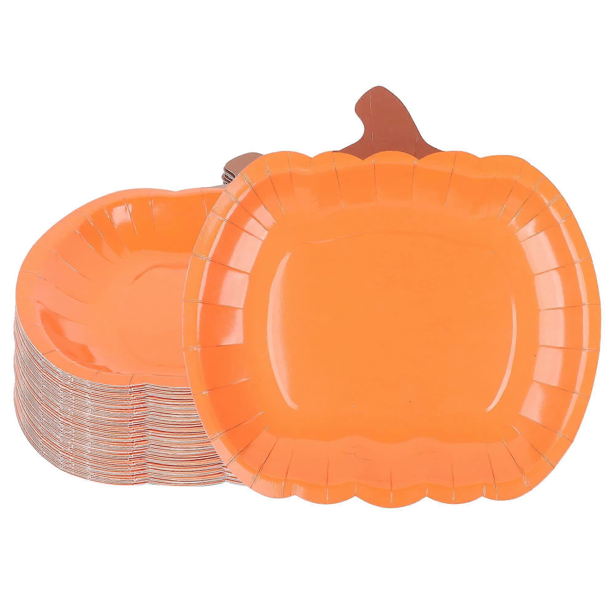 Pumpkin Paper Plates 9 Inch 48 Count Fall Disposable Plates For Thanksgiving Harvest Orange Party Autumn Catering