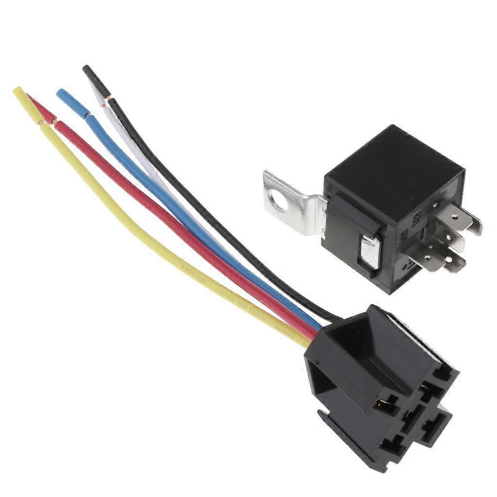 12V 40A Automotive Relay With 5 Pin Wire Harness Socket Hoder Base Shipping