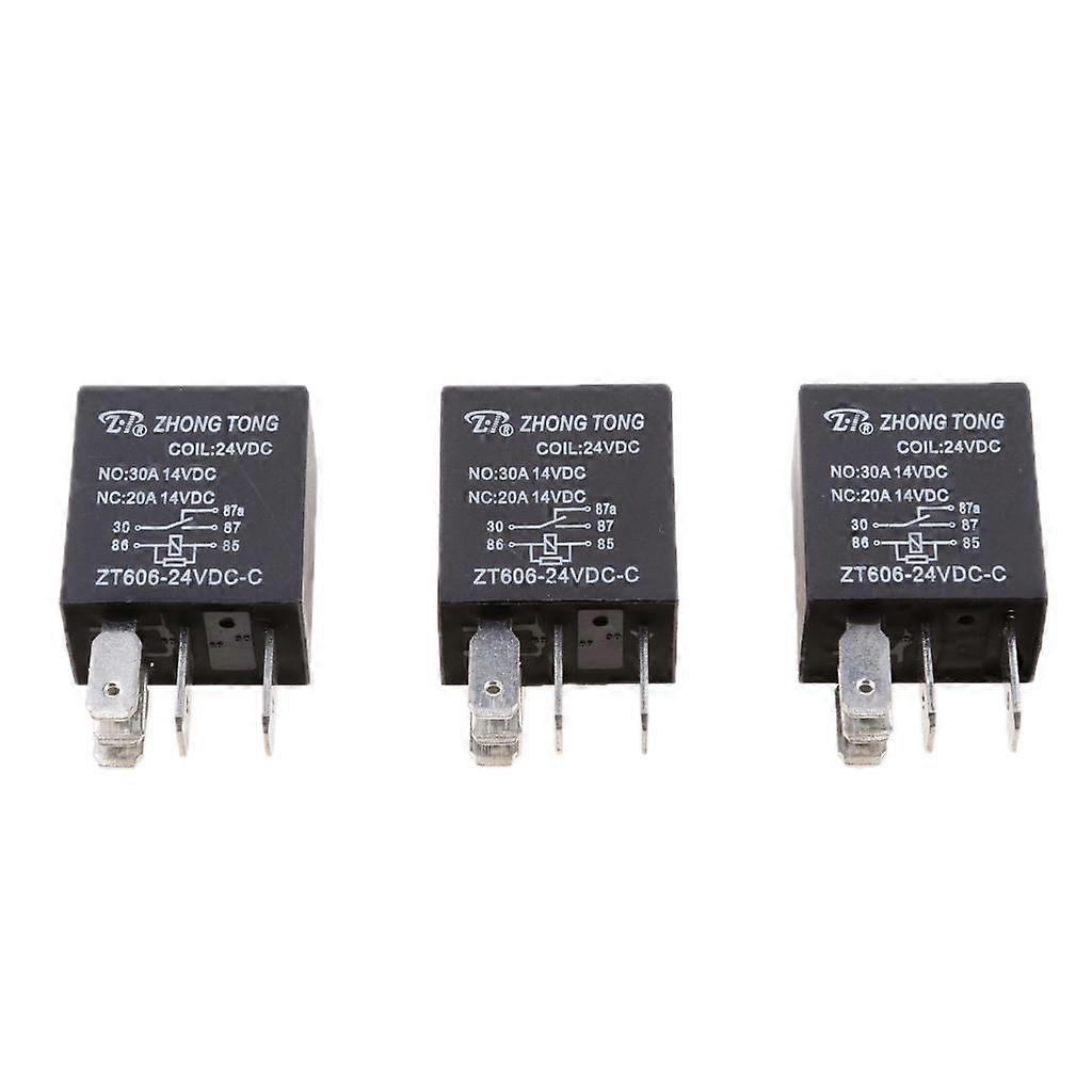 3 חתיכות סליל 24V 30A 5 פינים SPST רכב רכב אזעקה ממסרי כוח אבטחה