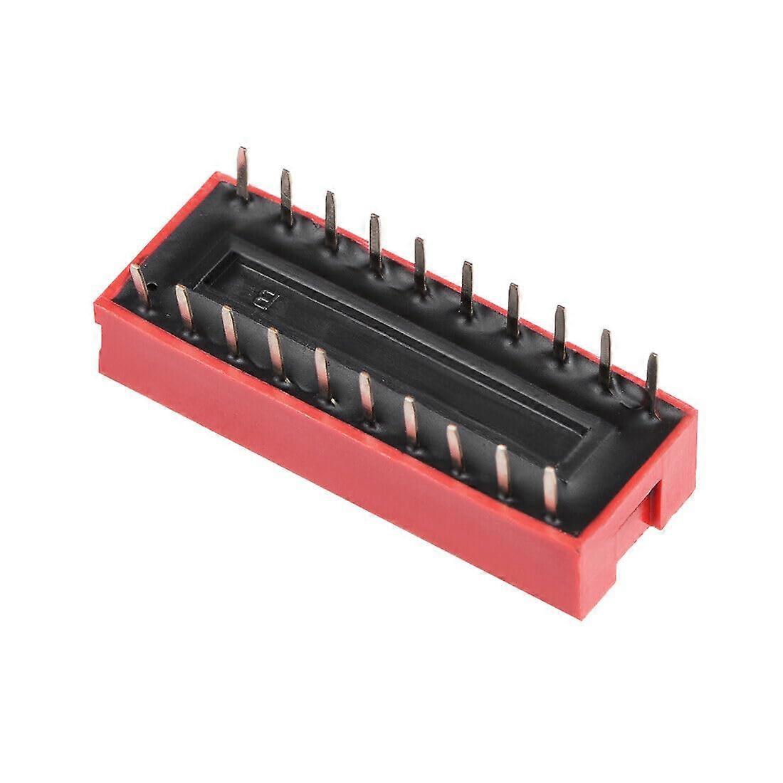 DIP Switch 1-10 Positions Red 2.54mm Pitch 5-Pack For PCB Breadboards