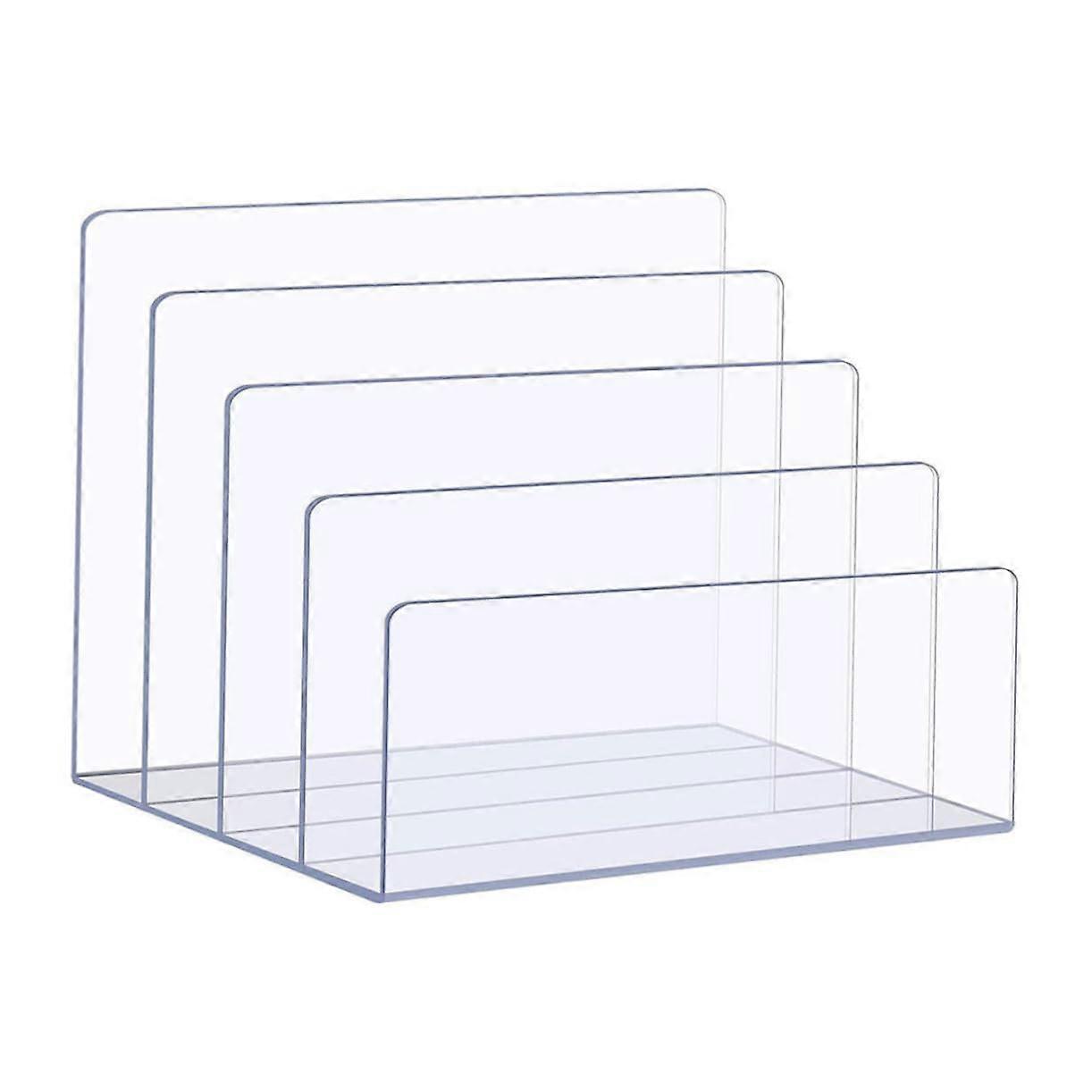 File Organizer Multi Compartment Transparent File Stand for Efficient Document Storage and Stylish for Office and Home Use