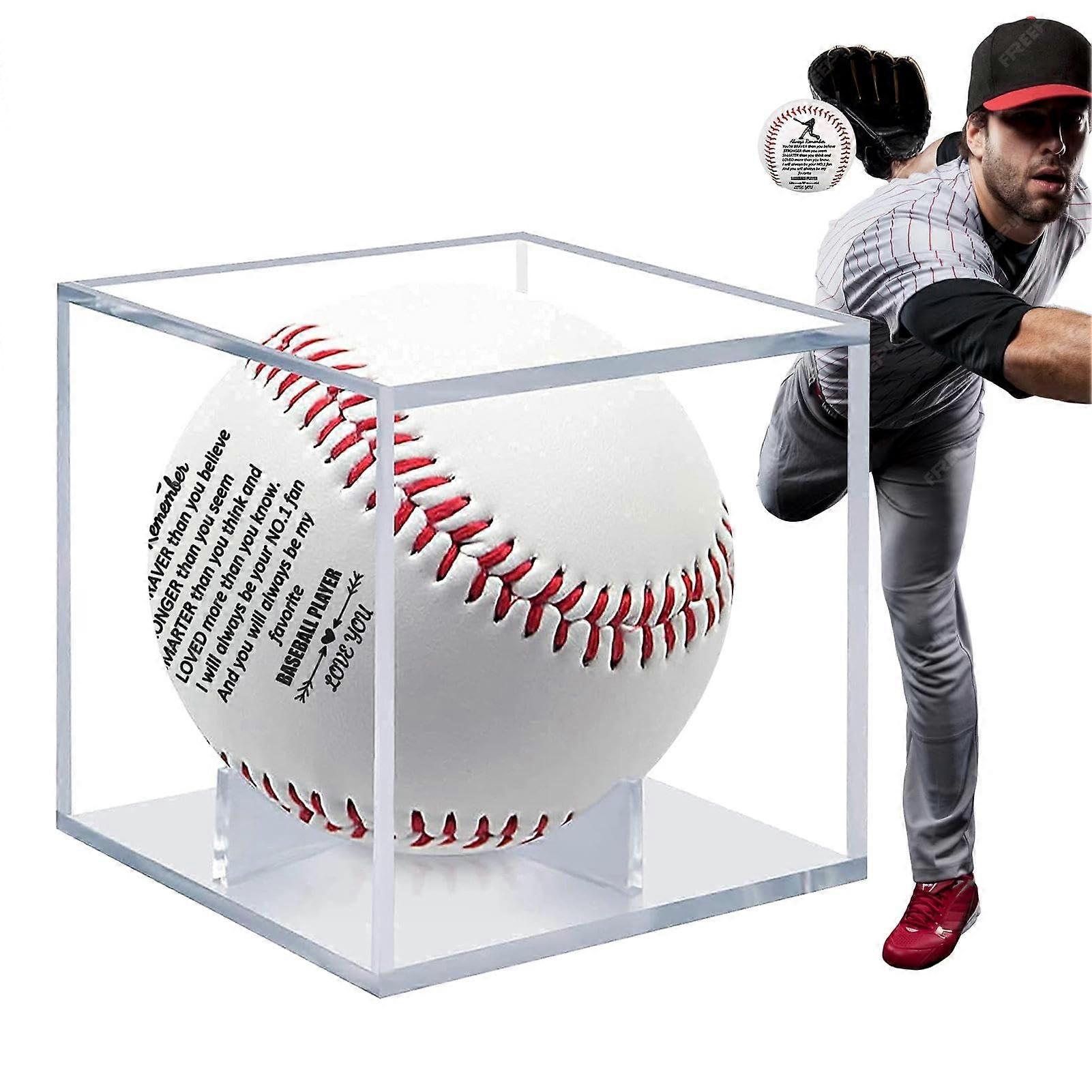 Baseball keepsake, transparent box with motivational messages for Father's Day
