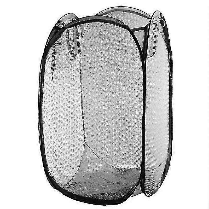 Foldable Up Easy Open Mesh Laundry Clothes Hamper Basket for College Dorm Black