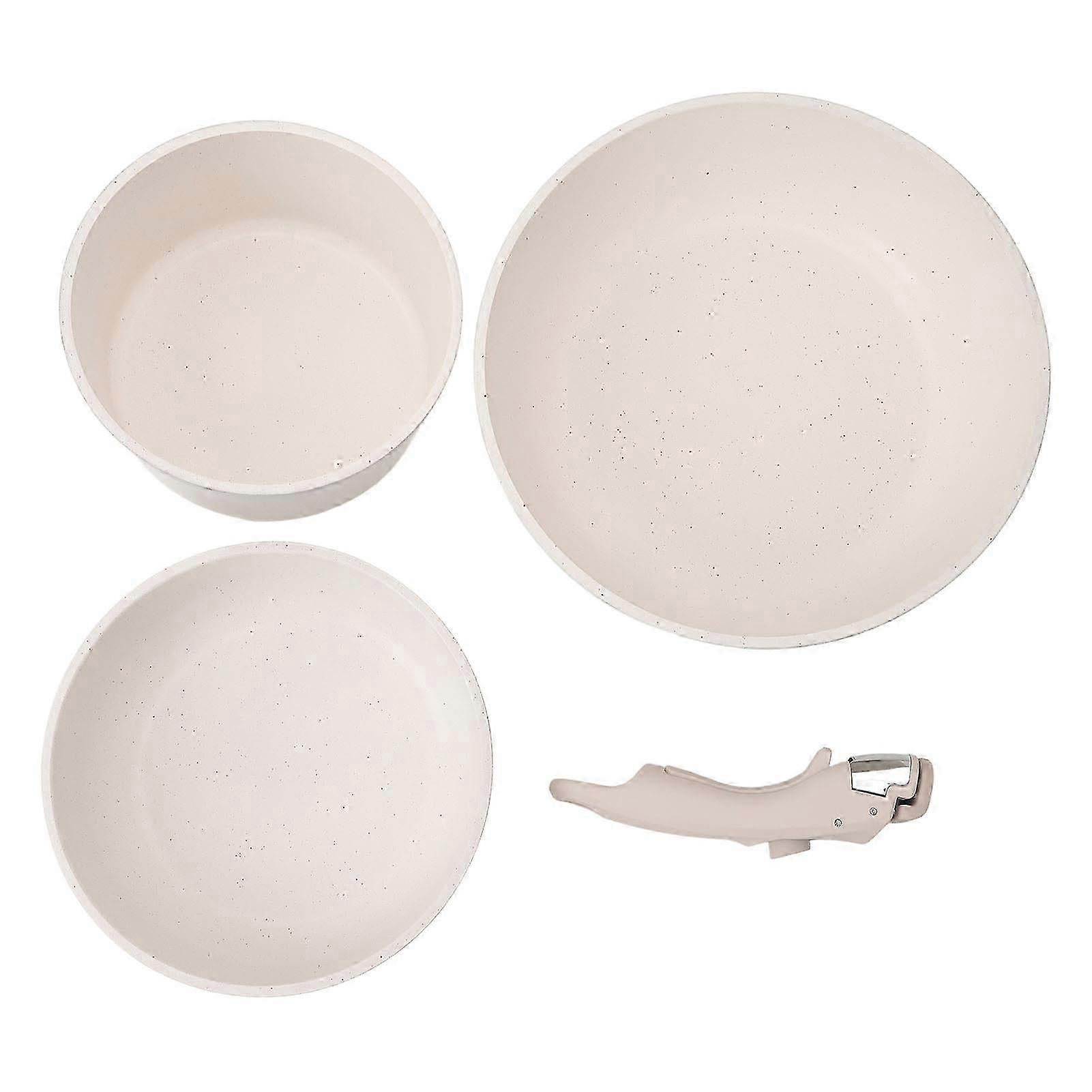 3Pcs Frying Pan Set Detachable Handle Flat Bottom Pan Kitchen Cookware Sets For Induction Cooker Gas Stove