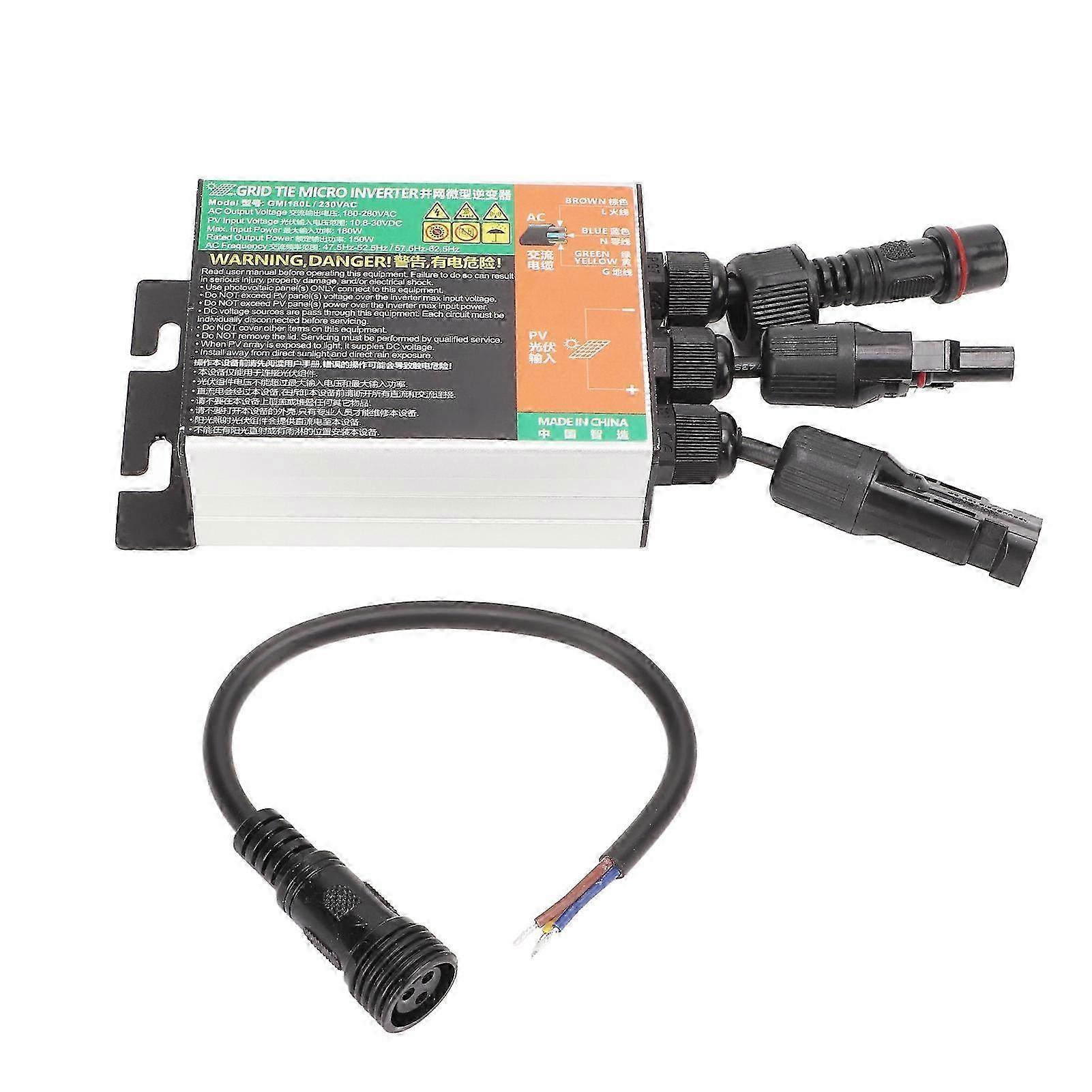 2025 Solar Grid Tie Inverter Pure Sine Wave 180W 10.8V to 30V DC Input to AC 180V to 280V Output Grid Tie Micro Inverter