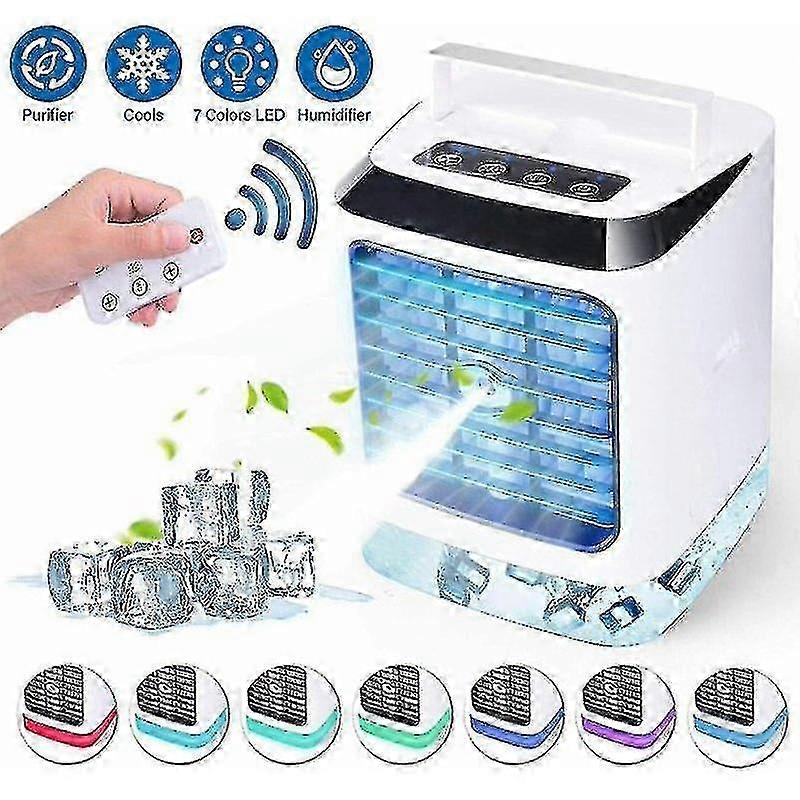 Portable Mini Air Conditioner Water Cool Cooling Fan for Desktop Use with Remote Control Functionality