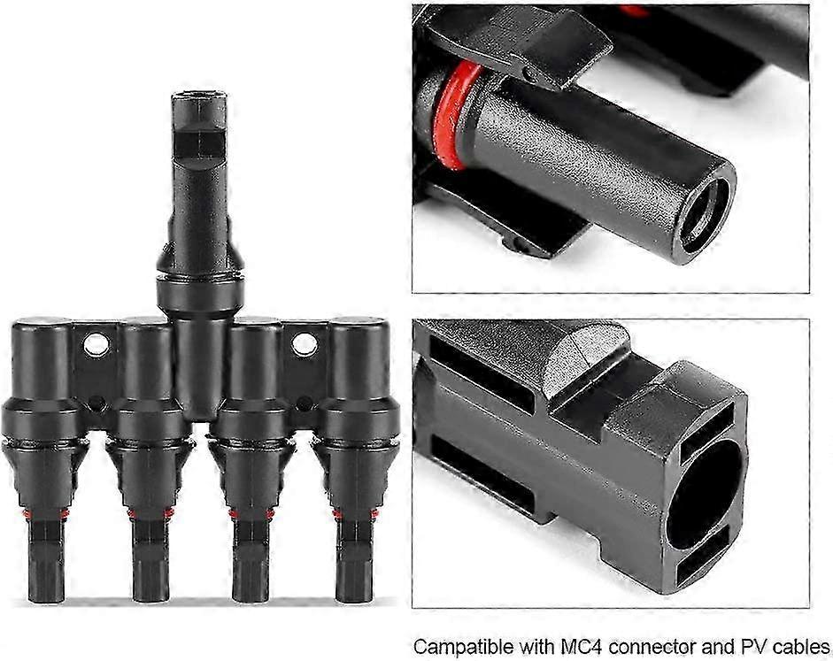 Solar Panel T Branch Connectors Cable Coupler Switch Cables, Suitable for Compatible Systems, 1 Pair