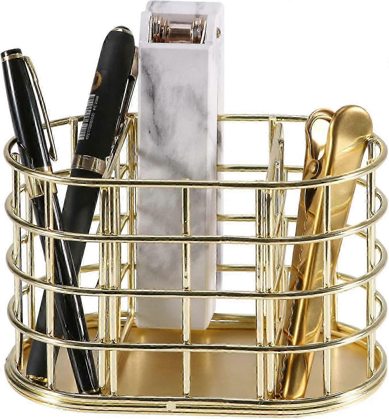 Gold 3 Compartment Pen Holder