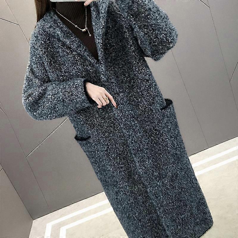 Winter Plus Size Overcoat Loose Hooded Cardigan with Snowflake Design Coat