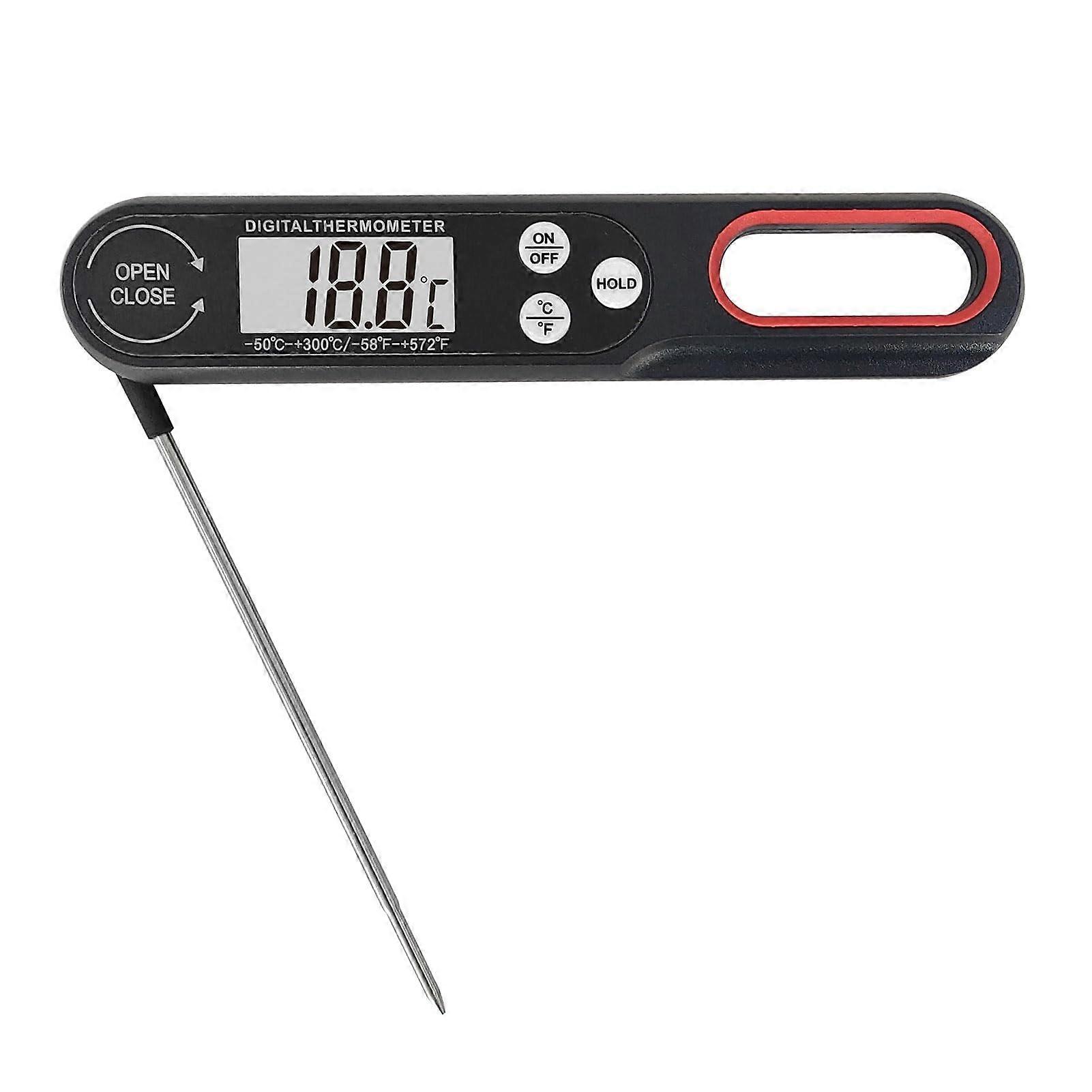 Precise Food Thermometer Adjustable Long Probe Fast Digital Display for Meat Cooking Kitchen Grilling Black