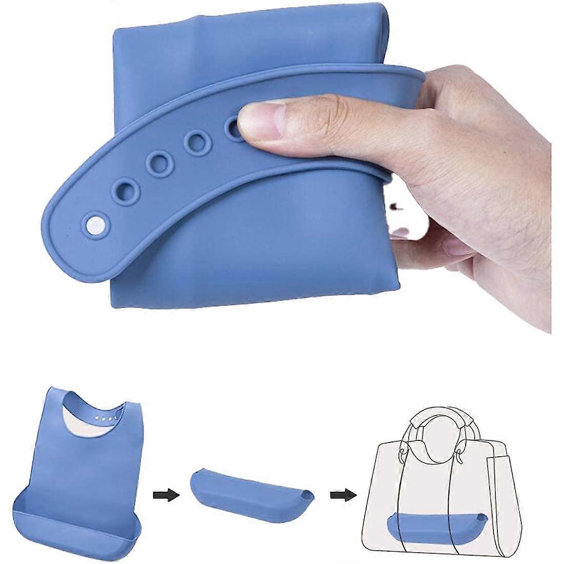 1 Pack Washable Silicone Adult Bib with Pocket Waterproof Clothing Protector Reusable Apron Mealtime Crumb Catcher