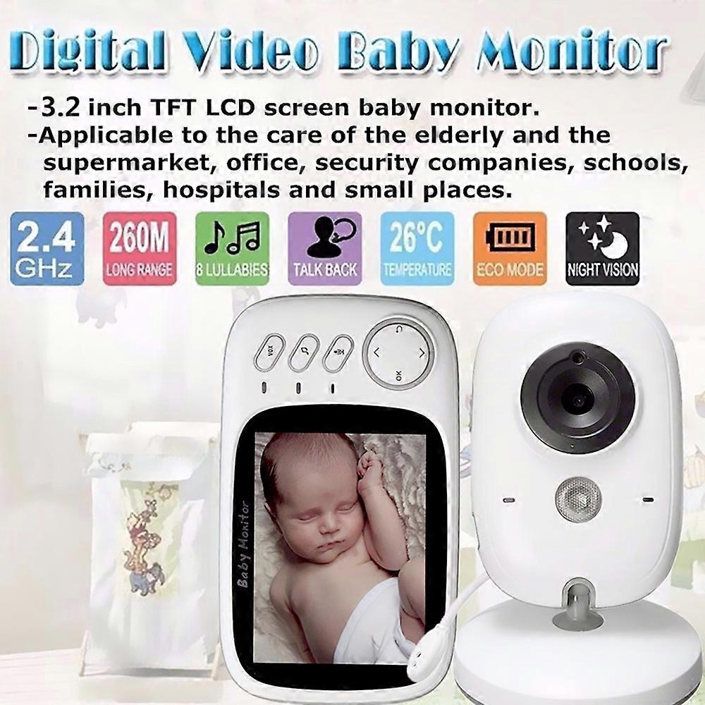 3.2” Video Baby Monitor with Camera - Two-Way o, Night Vision, 8 Lullabies, EU Plug