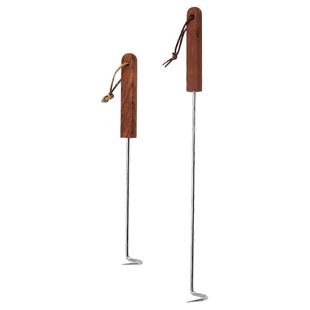 Bbq Meat Turner Hook Stainless Steel Meat Processing Tools Barbecue Grilling Cooking Assistance Brown 2Pcs