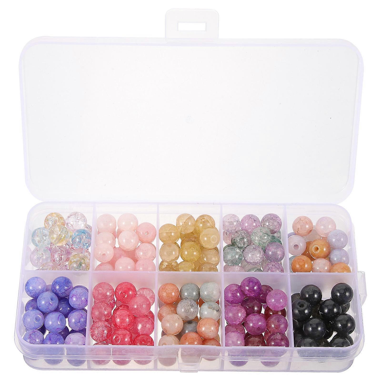 Glass Beads Round Crafting Beads Jewelry Making Loose Beads Assorted Color 0.8x0.8cm DIY Crafting 1 Set