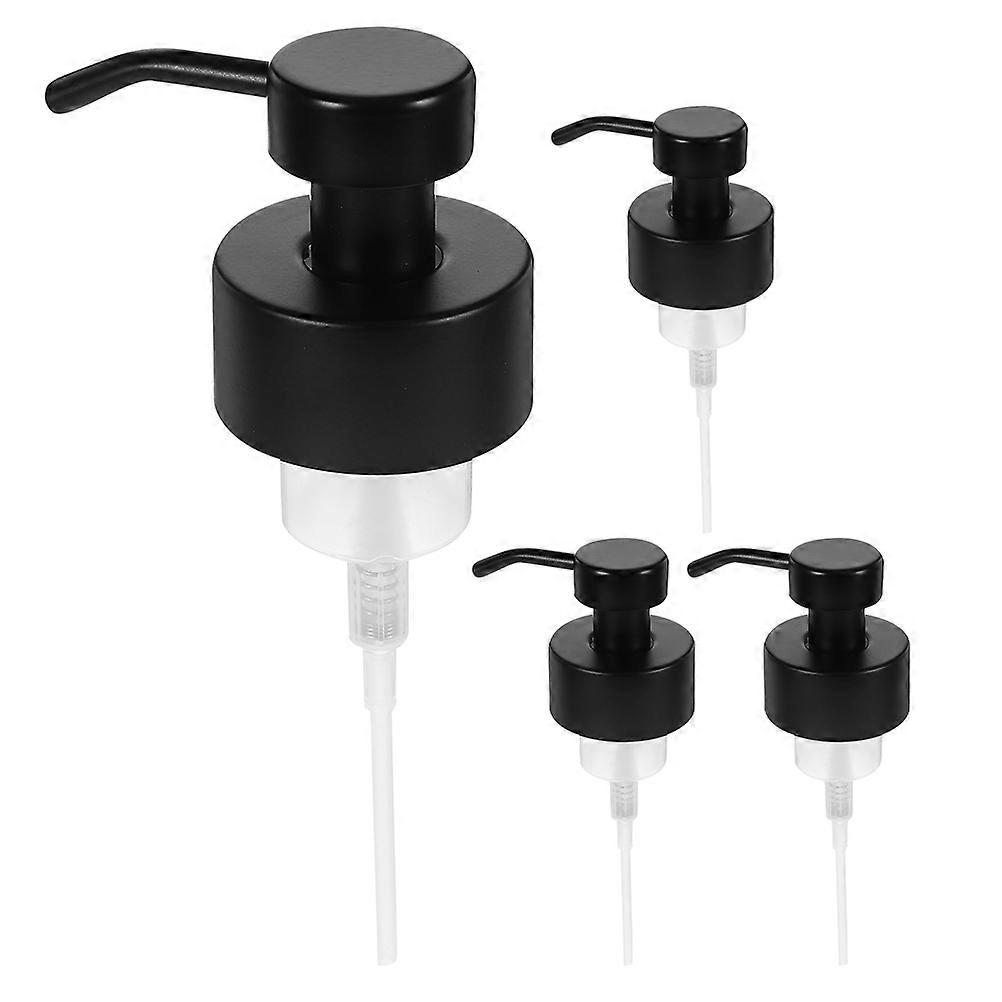 4pcs Stainless Steel Replacement Pump Heads for Liquid Soap Dispensers – Reusable, User Friendly Design, Black Finish