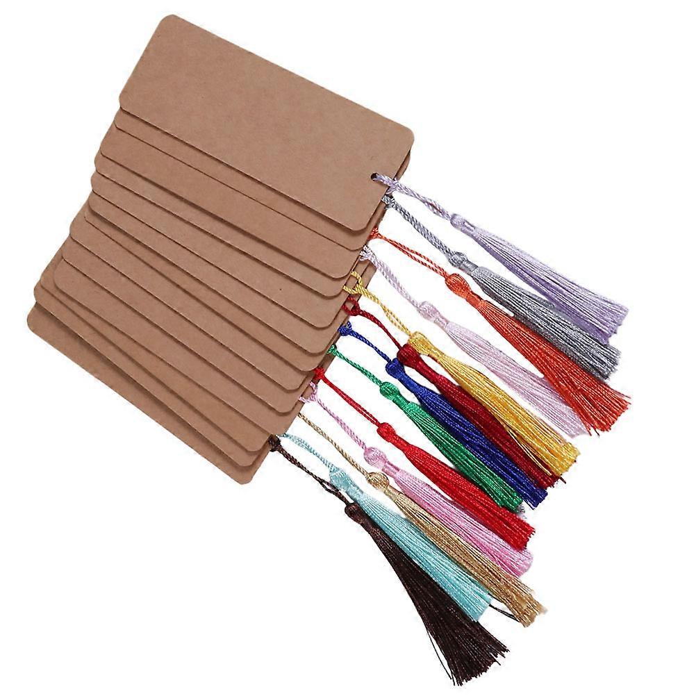 30pcs DIY Paper Bookmarks with Tassels – Unfinished Blank Kraft Page Markers for Reading, Handmade Crafts, Students & Book Lovers