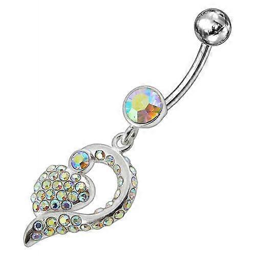 Jewelled Fancy Silver Dangling Banana Bar Navel Ring