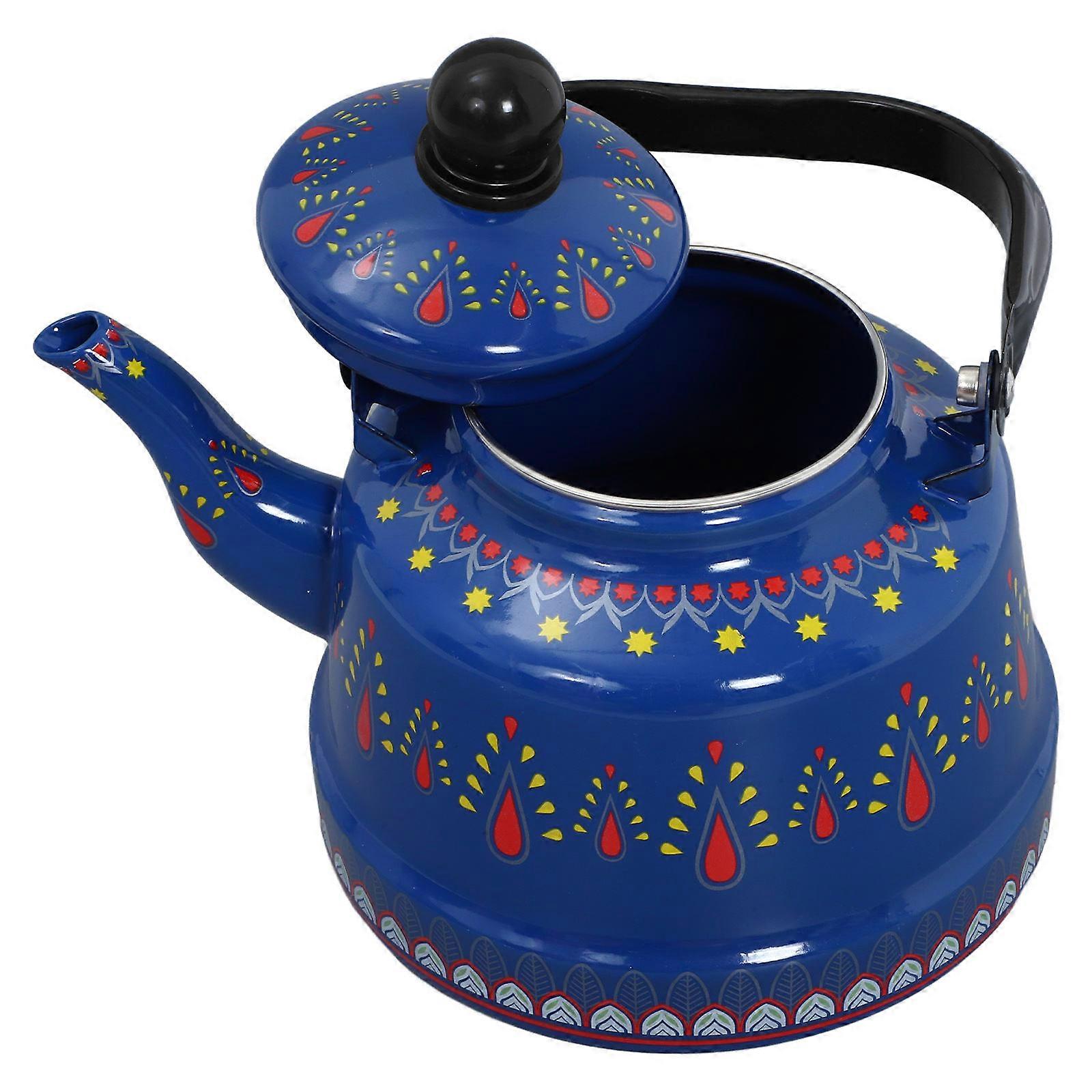 Retro Enamel Tea Kettle Stovetop Water Pot High Heat Resistant Easy Clean Multi Purpose for Coffee Tea Brewing