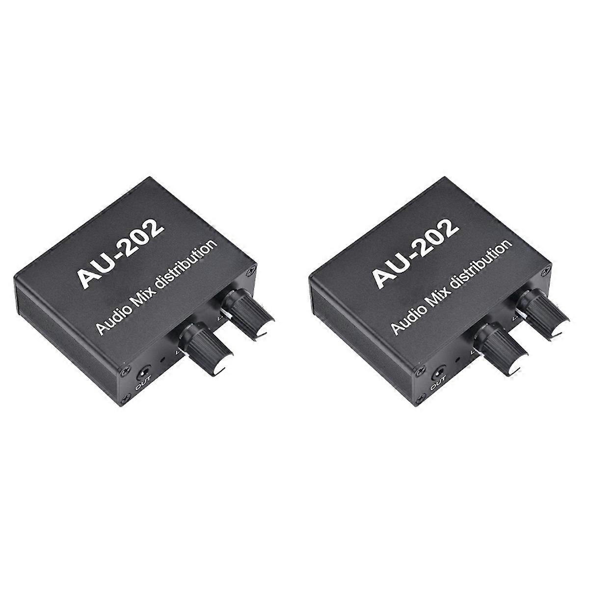 AU-202 2 Input 2 Output Stereo Mixer Audio Distributor