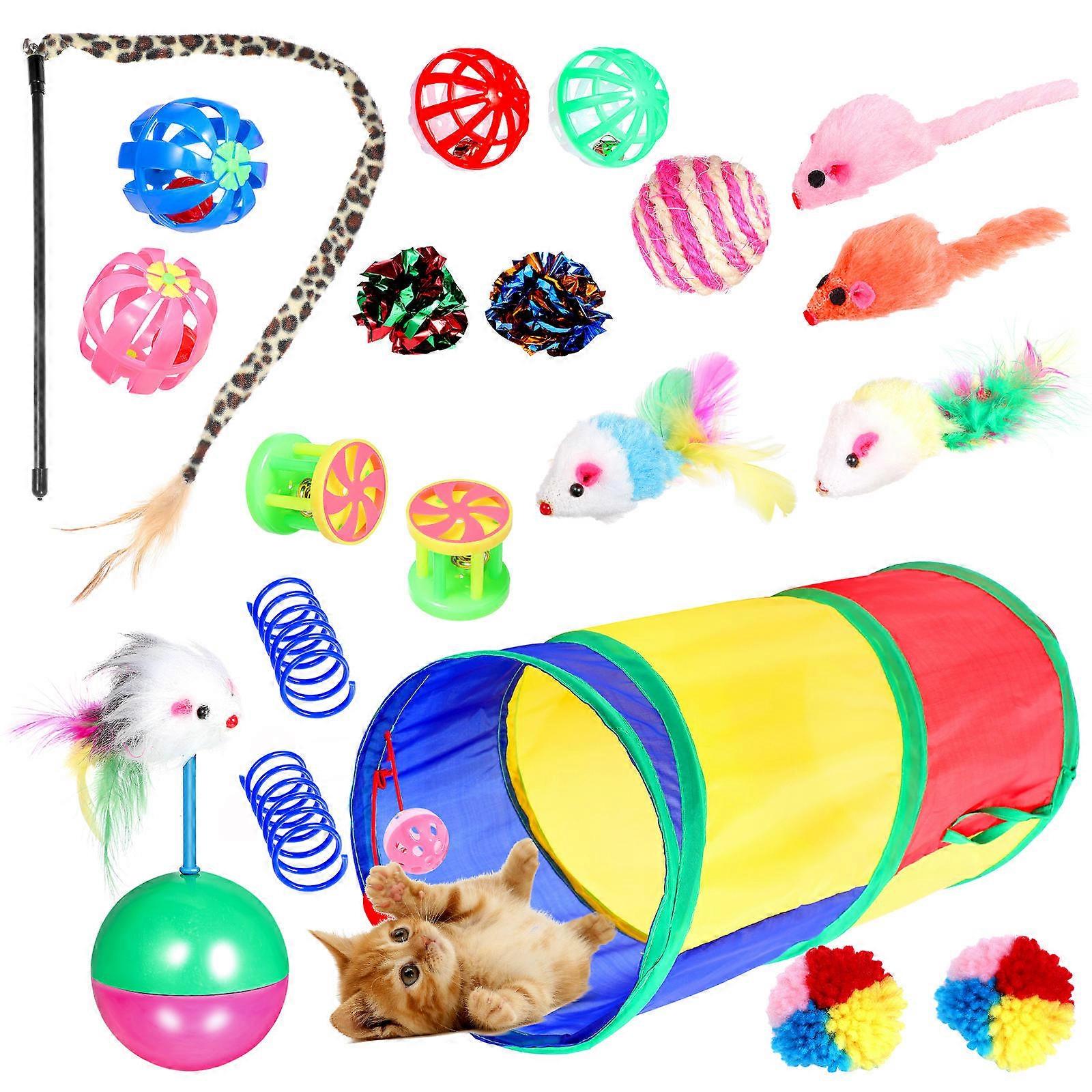 Stimulating Cat Toys Behavior Correction Foldable Cat Tunnel Assorted Color 20Pcs