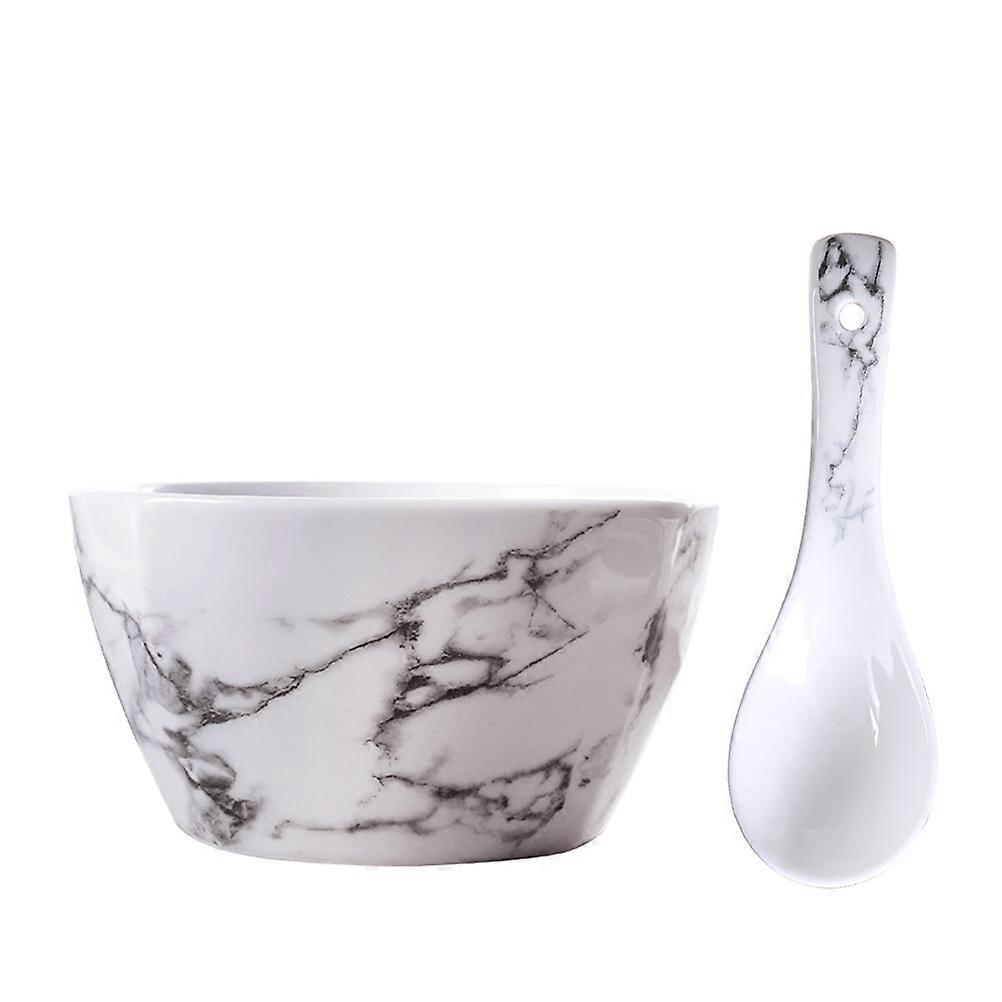 Ceramic Rice Bowl Salad Bowl with Spoon Versatile Usage 1Set