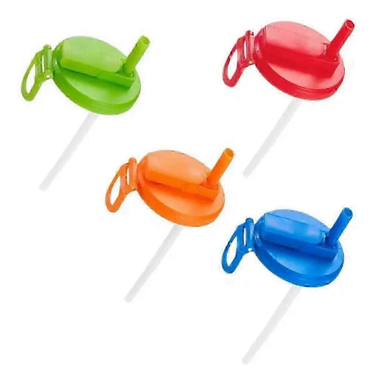 4-Pack 4 Color Soda Can Lids with Straw,Silicone Straws Soda Can Covers,Straw Soda Can Lid,, Reusab