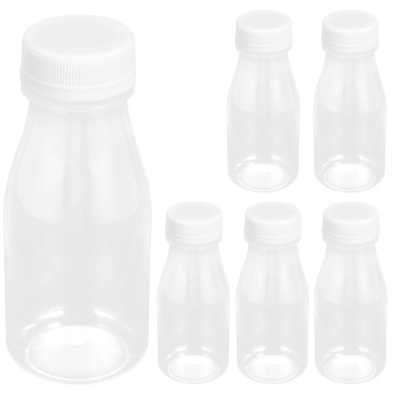 6Pcs Household Juice Bottles Clear Drinking Bottles Reusable Empty Bottles(200ml)