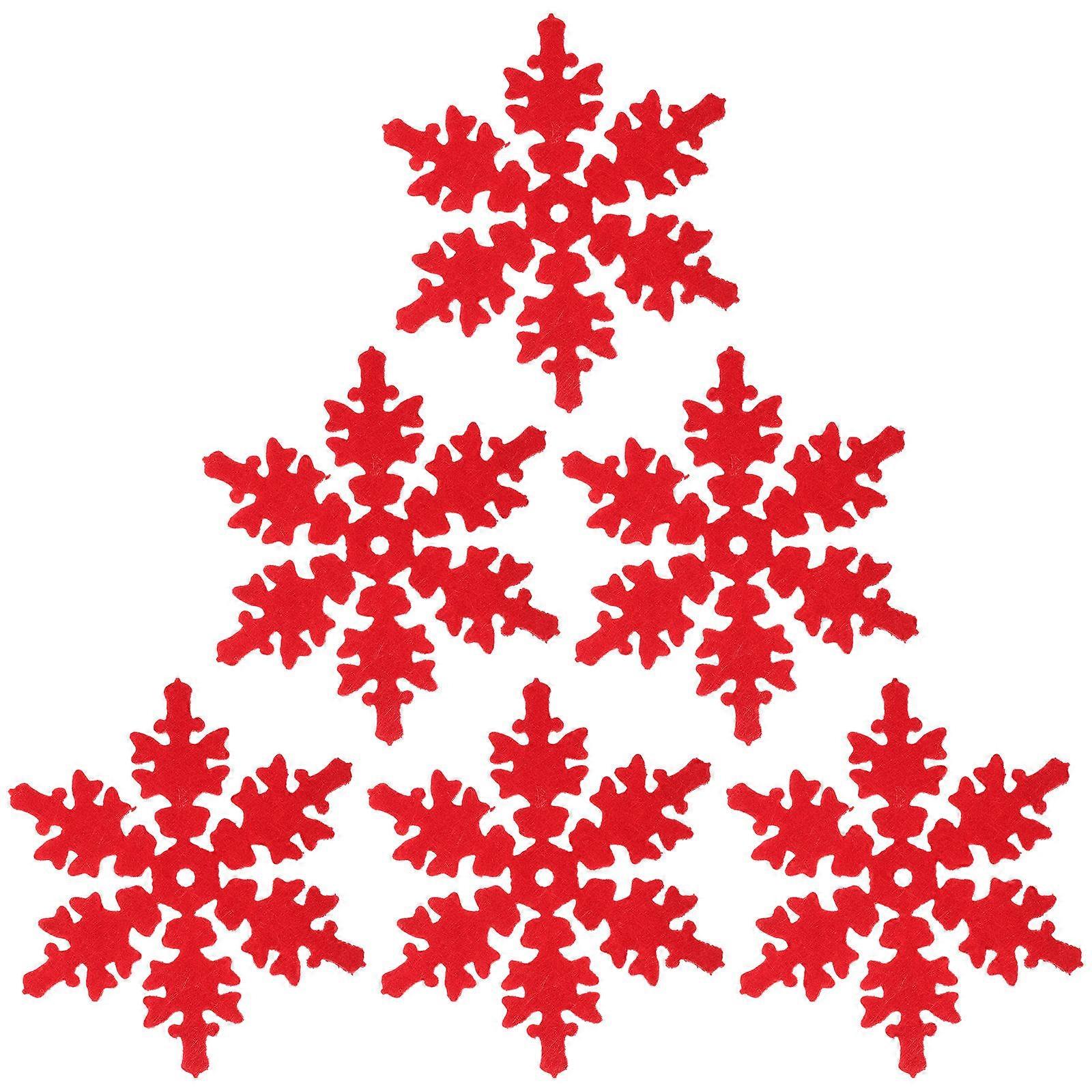 Snowflake Table Decorations Coasters Protect Table Christmas Cup Mats 10X10CM Red Felt Cloth 8Pcs