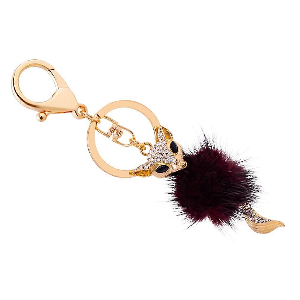Hanging Bag Keychain Charms Fox Shape Key Chain Pendant Travel Dark Red Metal Backpack Hanging Decor 1Pcs