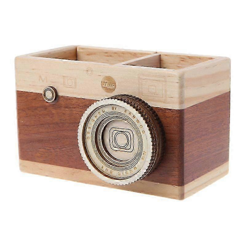 for Creative Camera Pattern Wooden Pen Pencil for Case Holder Stand Desktop Sund-L-