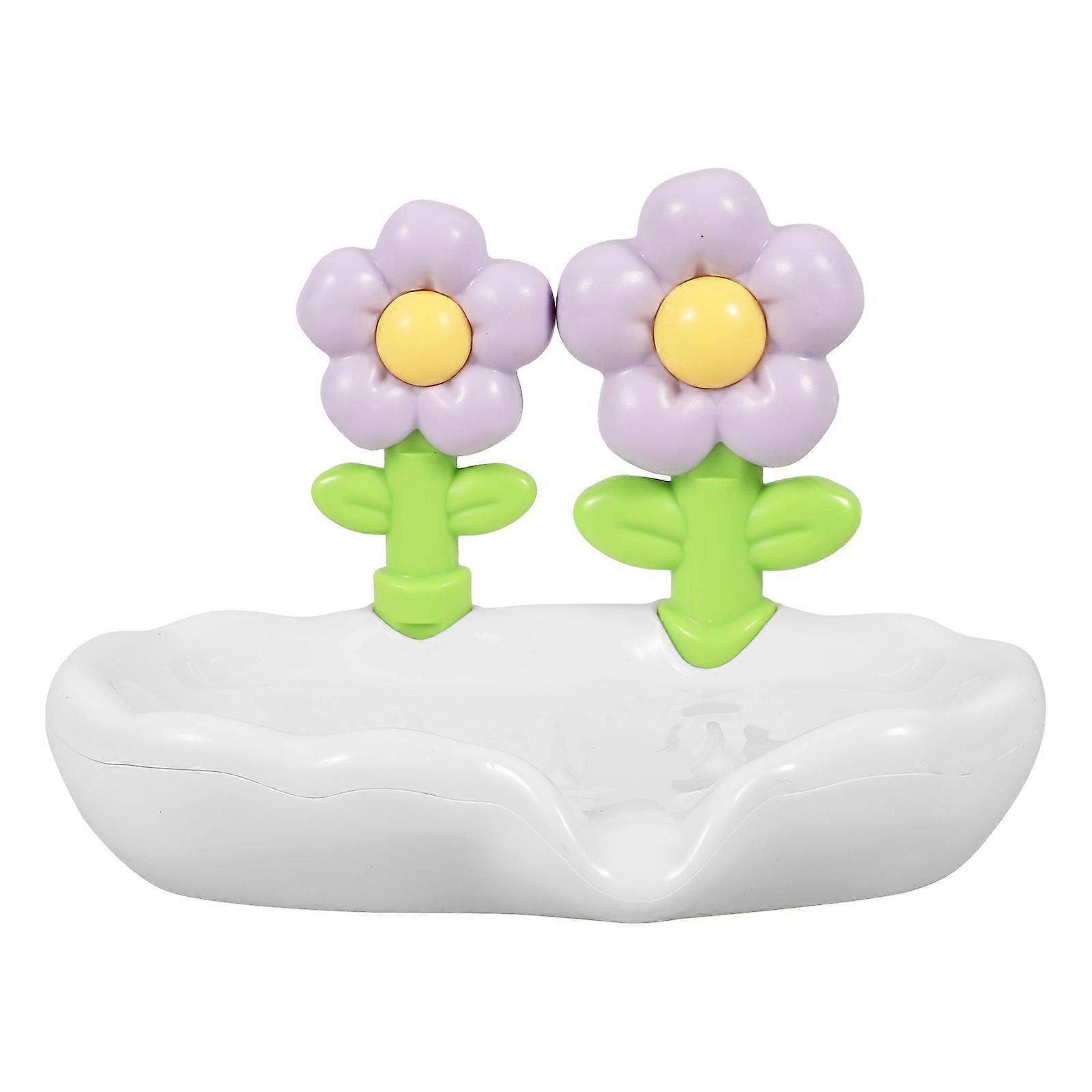 Kitchen Soap Dish Flower Soap Tray Decor Countertop ABS 1Pack
