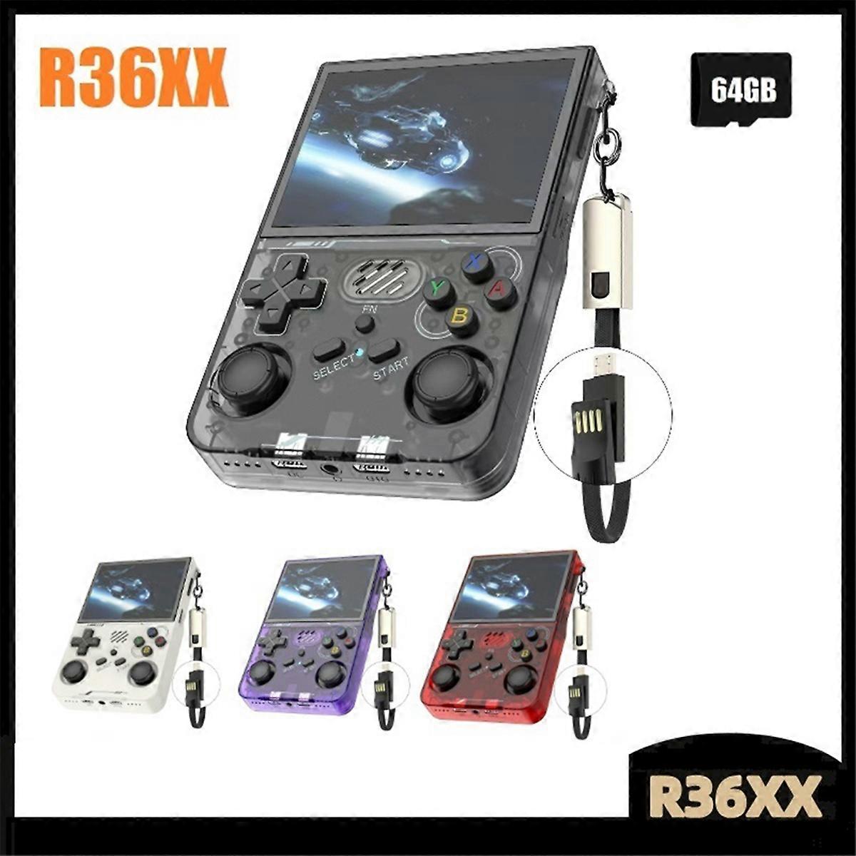 R36XX Retro Handheld Game Console 64G 14000+Games Linux System 3.5 Inch Screen Portable Pocket Vide