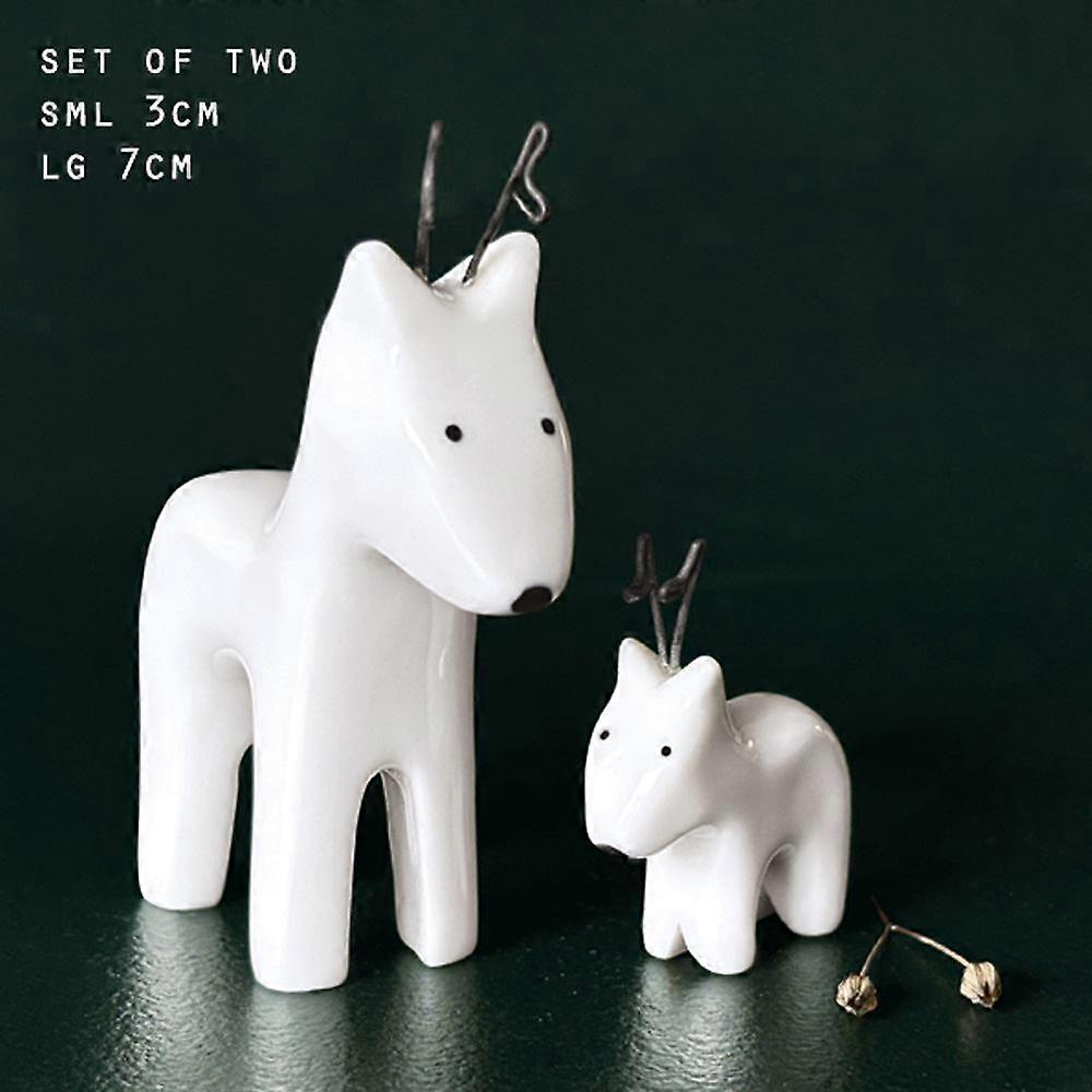 Set of 2-Porcelain reindeer