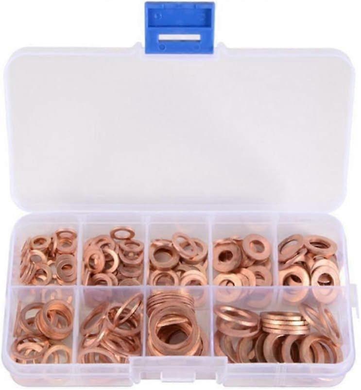200pcs Metal Copper Flat Washers Washers Metal Washers Flat Kit Copper Seals