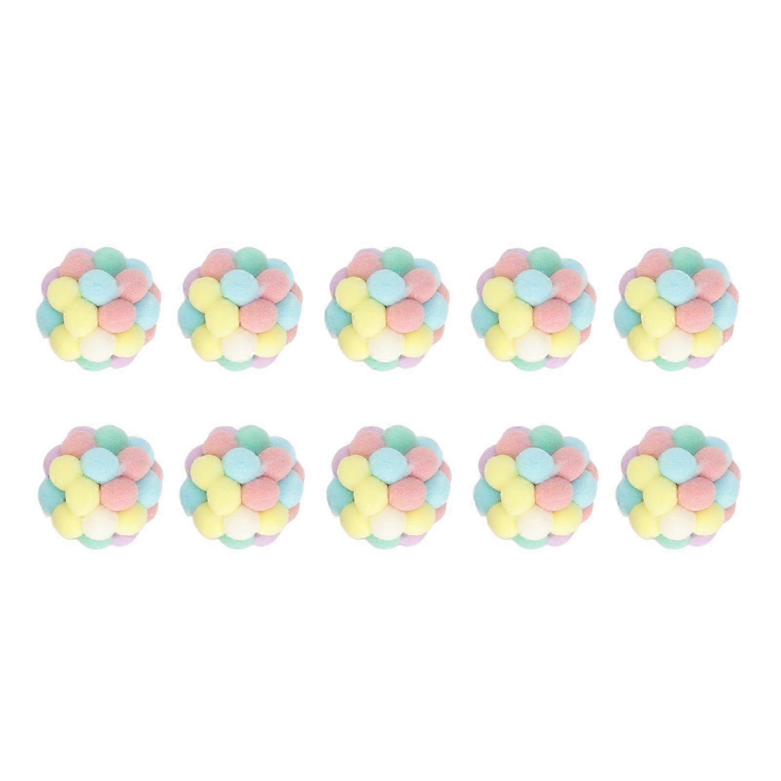 10pcs Plush Cat Toy Balls Colorful Soft Elastic Interactive Pet Kitten Chewing Toy for Indoor