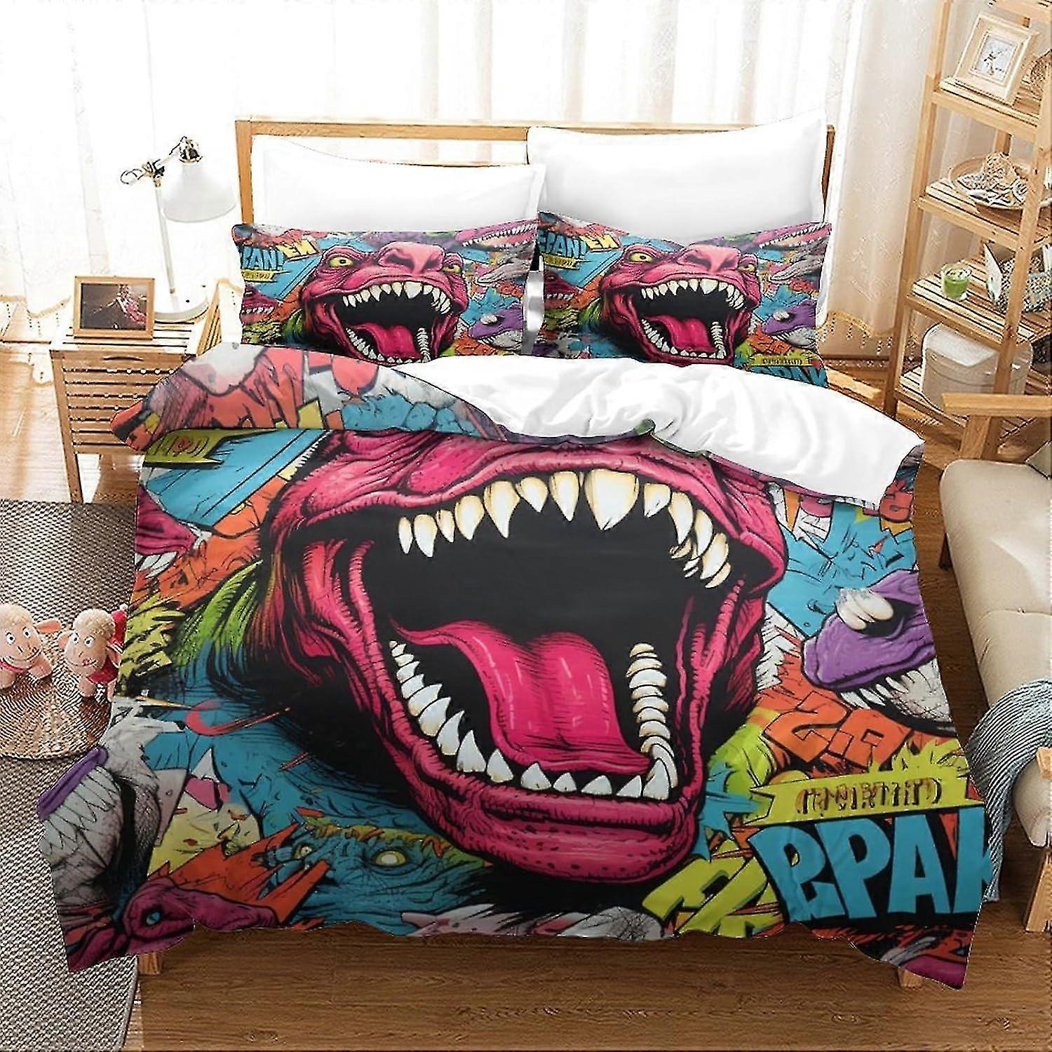 Conjunto de Cama Abstrato com Capa de Edredom, Fronhas e Fecho de Zíper para Crianças e Adultos, King Size