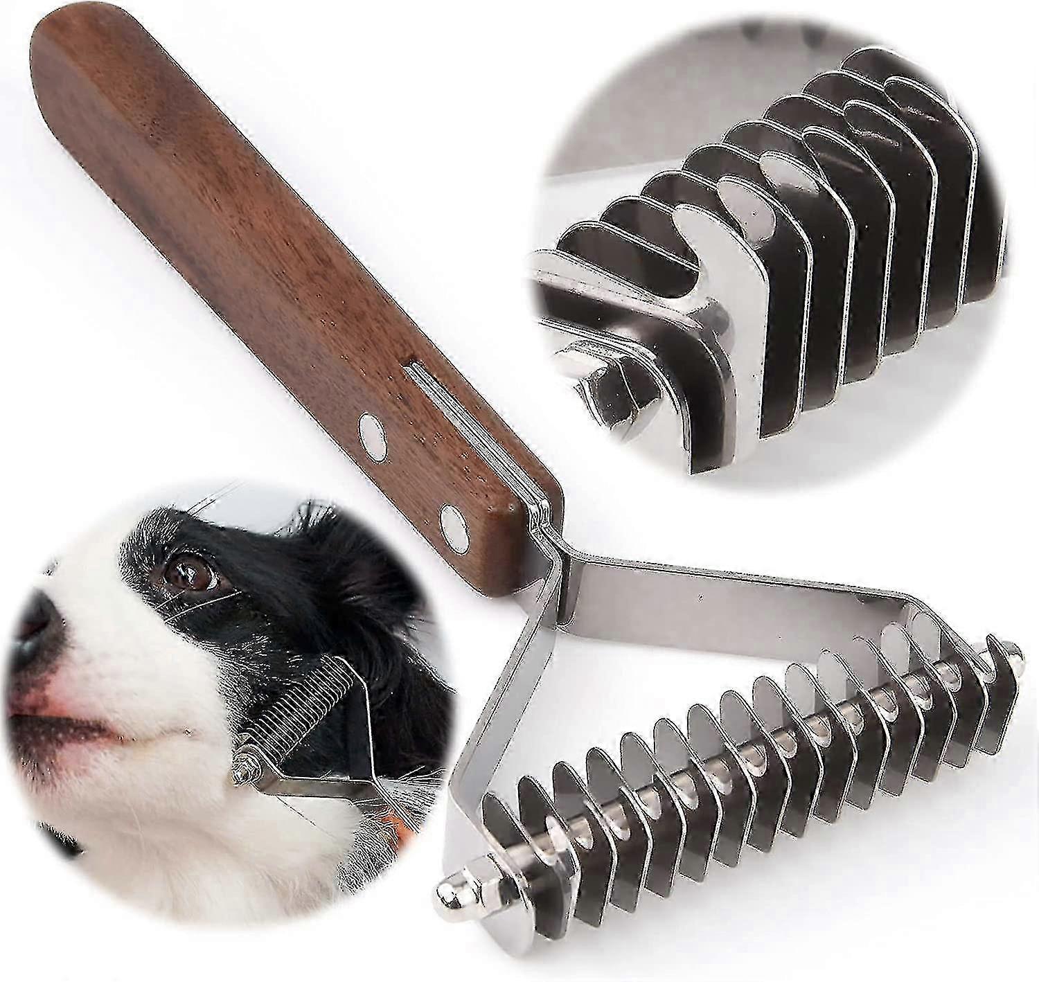 犬と猫のアンダーコートレーキのためのグルーミングコームとブラシ(8.5cm)--