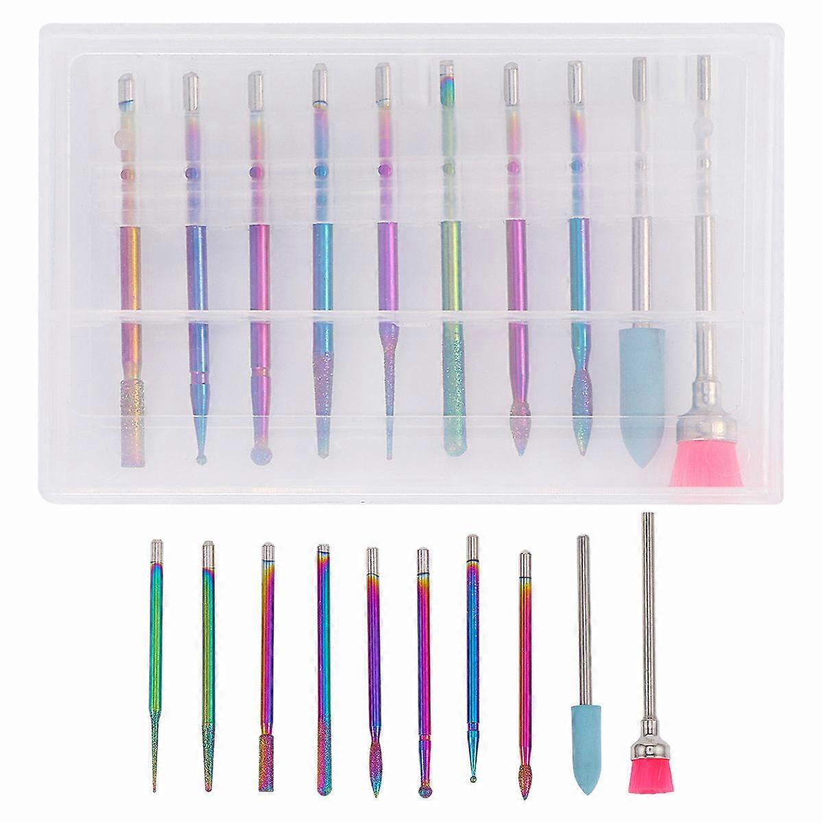 Professional Nail Drill Bit Set Manicure Drill Grinding Head Kit for Home Salon Daily Use Assorted Color 9x5.5x1cm Sidewall Trimming 10Pcs