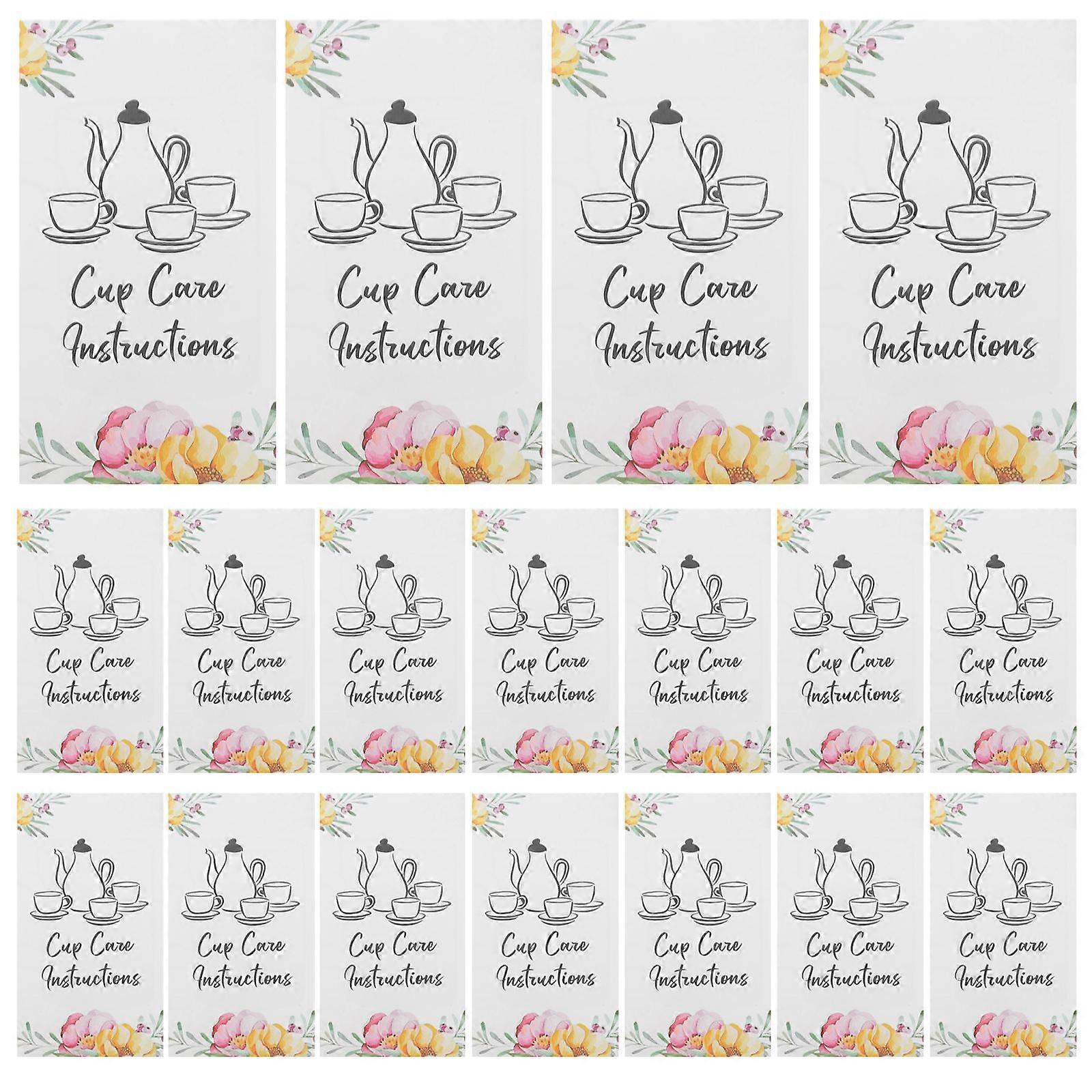 100pcs Small Coated Paper Cup Care Instruction Cards for Glass Tumblers – Durable, Fading Resistant Customer Direction Tags for Small Businesses and