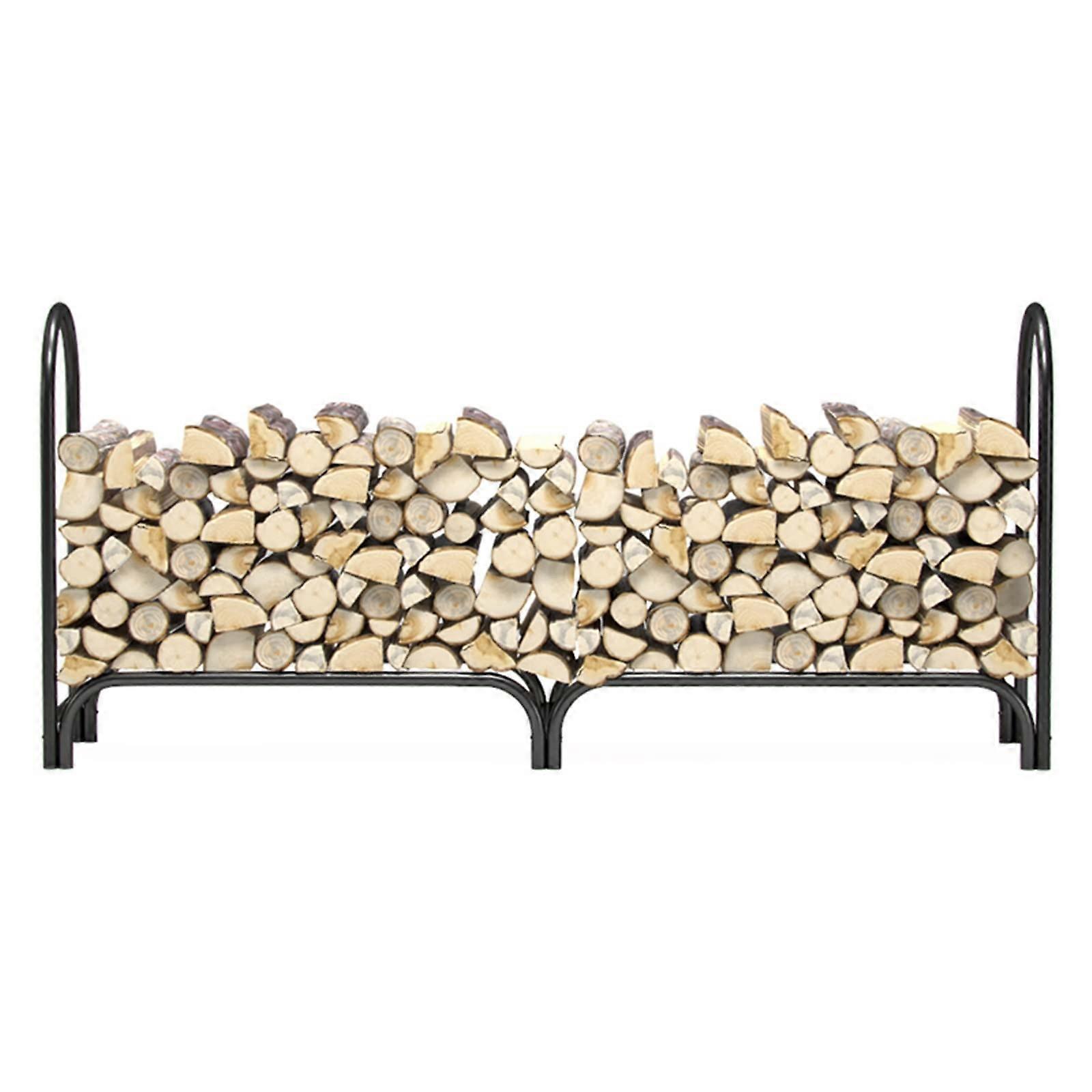 Oversized 2.4 m long firewood rack, stackable log holder made of wrought iron for wood storage/terrace fire pit/fireplace, stand base