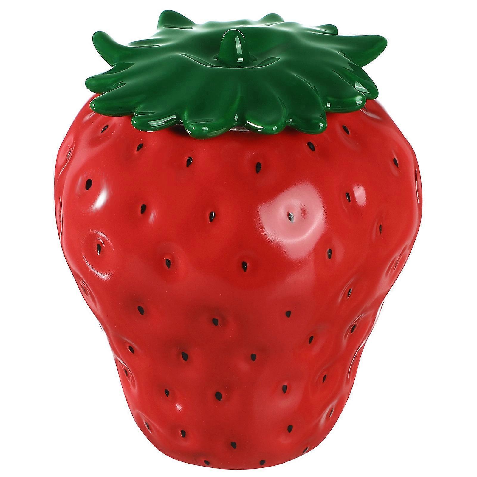 Strawberry Shaped Ceramic Tea Storage Jar with Sealed Lid – Airtight Food Container for Loose Leaf Tea, Candies, Dried Fruit, and Snacks – Multi Use
