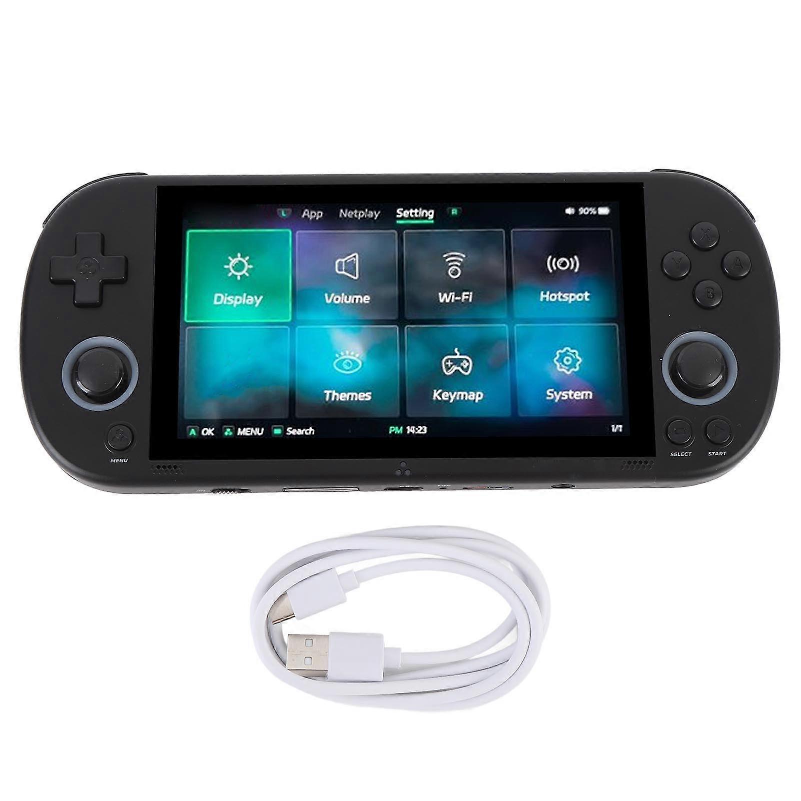Portable Retro Game Console with 4.96" IPS Screen, 64GB, 28 Emulators, Black