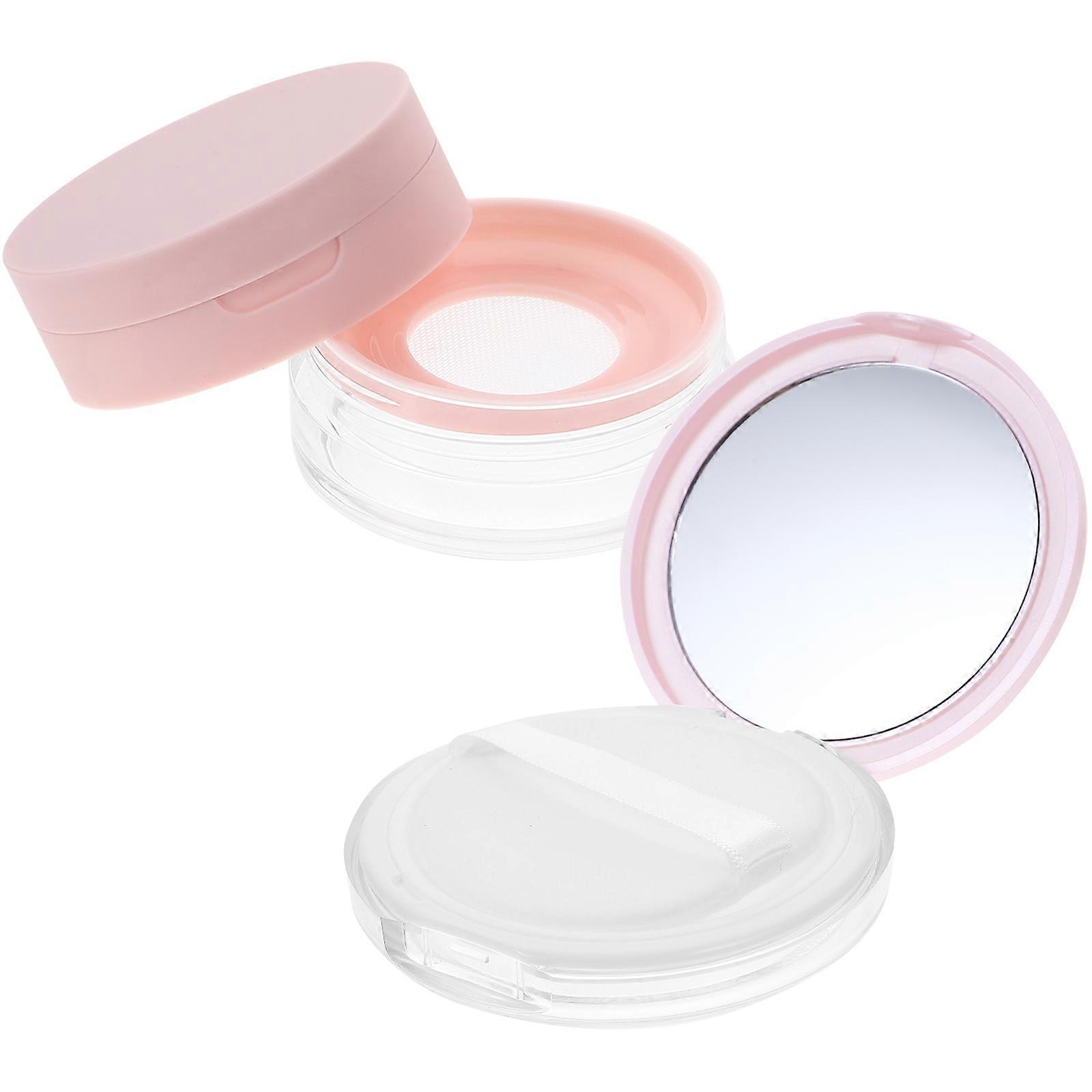 Travel Makeup Container   2pcs Small Cushion Compact Cases with Mirror, Powder Holder for Loose Powder, Portable & Elegant Design for Skincare &
