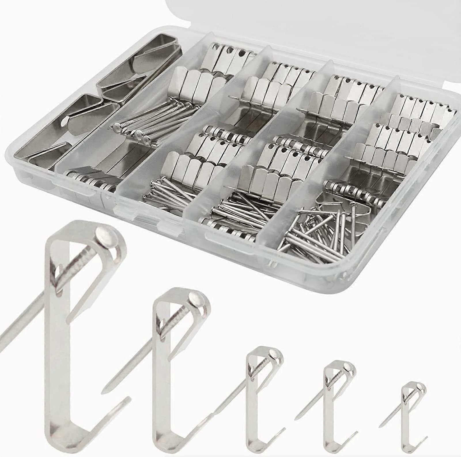 136 Pieces Metal Wall Hooks for Photo Walls and Picture Frames, Sturdy Silver Hooks, Ideal for Home and Office