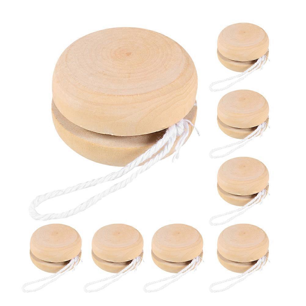 8pcs Creative Wooden Yo Yo Balls for DIY Graffiti, Crafts, Wrist Exercise, and Fun Playtime Activities